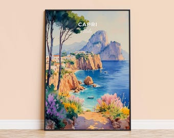 Capri Italien Aquarell Print – Küstenreise Poster