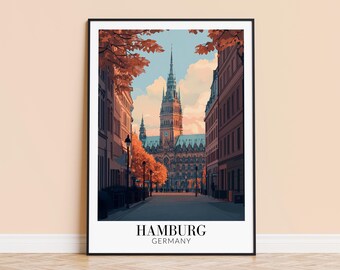 Hamburg City Poster – Deutschland Reise, Wandkunst, Home Decor