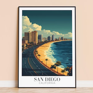 San Diego Print – USA Wall Art Poster, California Coastal Print, Home Decor, Wedding & Housewarming Gift, Framed or Unframed, Personalised