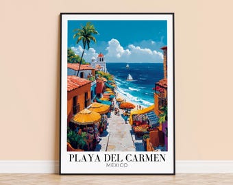 Playa del Carmen Art Print – Mexico Travel Poster, Personalized Gift