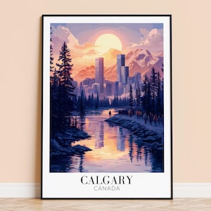 Calgary Print – Canada Travel Wall Art, Calgary Poster, Framed or Unframed Home Decor, Wedding and Housewarming Gift, Personalised
