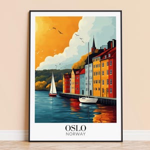 Stampa artistica di Oslo, Norvegia – Poster di viaggio scandinavo, regalo personalizzato immagine 1