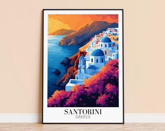 Santorini Greece Travel Poster – Personalized Wall Art