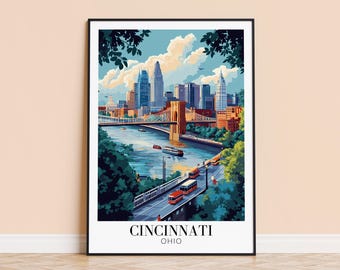 Cincinnati Cityscape Art Print – Ohio Travel Poster