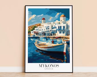 Mykonos Greece Travel Poster – Personalized Wall Art Gift