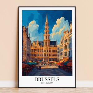 Brussels Print - Brussels Belgium Travel Wall Hanging - Home Decoration - Gift for Art Lovers - Brussels Wall Poster Art