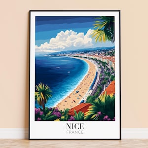 Nice Print – France Wall Art Poster, French Riviera Travel Print, Home Decor, Wedding & Housewarming Gift, Framed or Unframed, Personalised