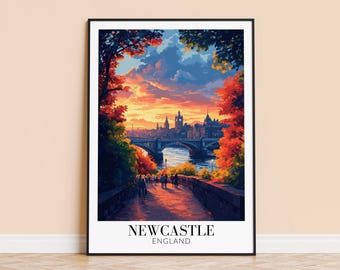 Newcastle England-tryck – Reseposter, personlig brittisk väggkonst