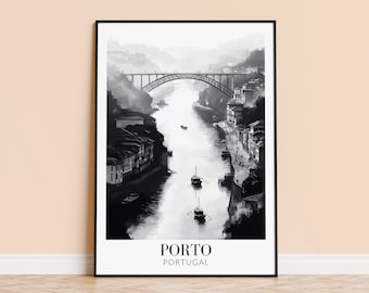 Lámina de Oporto, Portugal – Póster de viaje por el río Duero, regalo personalizado