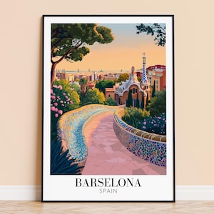 Barcelona Print – Spain Travel Wall Art, Barselona City Poster, Framed or Unframed Home Decor, Wedding and Housewarming Gift, Personalised