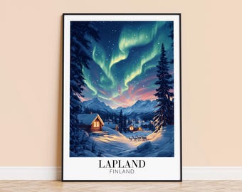 Lapland Print – Finland Wall Art Poster, Lapland Travel Print, Home Decor, Wedding & Housewarming Gift, Framed or Unframed, Personalised