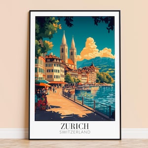 Zurich Print – Switzerland Wall Art Poster, Zurich Travel Print, Home Decor, Wedding & Housewarming Gift, Framed or Unframed, Personalised