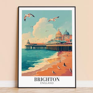 Brighton Print – England Travel Wall Art, Brighton City Poster, Framed or Unframed Home Decor, Wedding and Housewarming Gift, Personalised