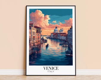 Lámina de góndola de Venecia – Póster de viaje de Italia, regalo personalizado