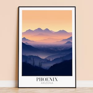 Phoenix Print – USA Wall Art Poster, Arizona Desert Travel Print, Home Decor, Wedding & Housewarming Gift, Framed or Unframed, Personalised