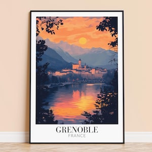 Grenoble Print – France Travel Wall Art, Grenoble City Poster, Framed or Unframed Home Decor, Wedding and Housewarming Gift, Personalised