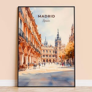 Madrid Watercolor Print – Spain Travel Wall Art, City Poster, Framed Home Decor, Wedding and Housewarming Gift, Personalised