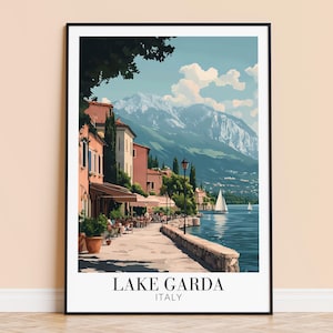 Lake Garda Print – Italy Wall Art Poster, Lake Garda Travel Poster, Home Decor, Wedding Housewarming Gift, Framed or Unframed, Personalised