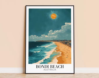 Lámina artística de Bondi Beach – Póster de viaje a Australia, decoración para el hogar