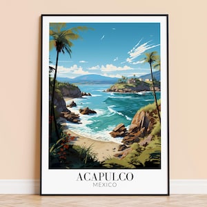 Acapulco Print - Mexiko Reise Wandkunst, Küstenposter, gerahmt oder ungerahmt, Wohnkultur, Hochzeitsgeschenk, Einweihungsgeschenk