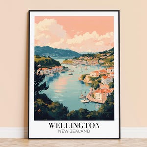 Wellington Print – New Zealand Wall Poster, Wellington Travel Print, Home Decor, Wedding Housewarming Gift, Framed Unframed, Personalised