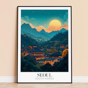 Seoul Print – South Korea Wall Art Poster, Seoul Travel Print, Home Decor, Wedding & Housewarming Gift, Framed or Unframed, Personalised