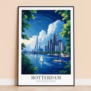 Rotterdam Print – Netherlands Wall Art Poster, Dutch Travel Print, Home Decor, Wedding & Housewarming Gift, Framed or Unframed, Personalised