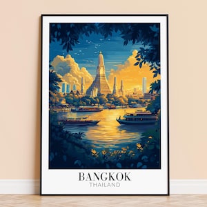 Bangkok Print – Thailand Travel Wall Art, Bangkok Poster, Framed or Unframed Home Decor, Wedding and Housewarming Gift, Personalised