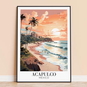 Acapulco Print - Mexiko Reise Wandkunst, Küstenposter, gerahmt oder ungerahmt, Wohnkultur, Hochzeitsgeschenk, Einweihungsgeschenk