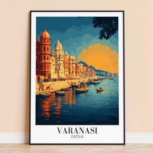Varanasi Print – India Wall Art Poster, Varanasi Travel Print, Home Decor, Wedding & Housewarming Gift, Framed or Unframed, Personalised