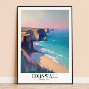 Cornwall Print – England Travel Wall Art, Coastal Poster, Framed or Unframed Home Decor, Wedding and Housewarming Gift, Personalised