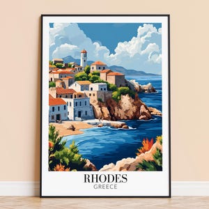 Rhodes Print – Greece Wall Art Poster, Greek Island Travel Print, Home Decor, Wedding & Housewarming Gift, Framed or Unframed, Personalised
