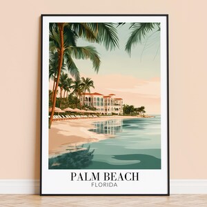 Palm Beach Print – USA Wall Art Poster, Beach Print, Home Decor, Wedding & Housewarming Gift, Framed or Unframed, Personalised