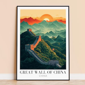 Great Wall of China Print – China Travel Wall Art, Historic Poster, Framed/Unframed Home Decor, Wedding and Housewarming Gift, Personalised