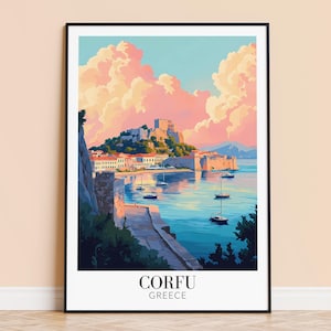 Corfu Print – Greece Travel Wall Art, Corfu Island Poster, Framed or Unframed Home Decor, Wedding and Housewarming Gift, Personalised