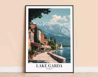 Lake Garda Print – Italy Wall Art Poster, Lake Garda Travel Poster, Home Decor, Wedding Housewarming Gift, Framed or Unframed, Personalised