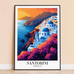 Santorini Print - Griechenland Wandkunst Poster, Santorini Reisedruck, Wohnkultur, Hochzeits- & Einweihungsgeschenk, gerahmt oder ungerahmt, personalisiert