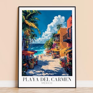Playa del Carmen Print – Mexico Wall Art Poster, Caribbean Print, Home Decor, Wedding & Housewarming Gift, Framed or Unframed, Personalised