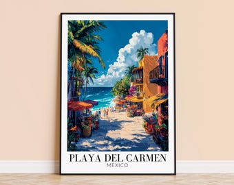 Playa del Carmen Print – Mexico Travel Poster, Caribbean Wall Art