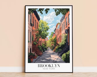 Brooklyn Cityscape Print – New York Travel Poster, Wall Art
