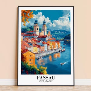 Passau Print – Germany Wall Art Poster, Bavarian Travel Print, Home Decor, Wedding & Housewarming Gift, Framed or Unframed, Personalised