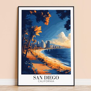 San Diego Print – USA Wall Art Poster, California Coastal Print, Home Decor, Wedding & Housewarming Gift, Framed or Unframed, Personalised