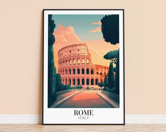 Stampa artistica del Colosseo di Roma – Poster di viaggio sull'Italia, regalo personalizzato