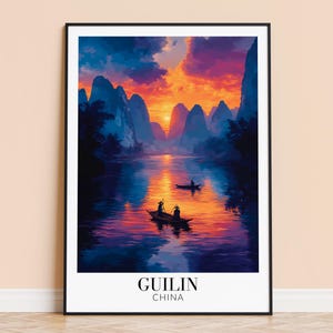 Guilin Print – China Travel Wall Art, Guilin Mountains Poster, Framed or Unframed Home Decor, Wedding and Housewarming Gift, Personalised