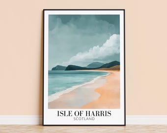 Isle of Harris Scotland Print – Coastal Travel Poster, Personalized Gift