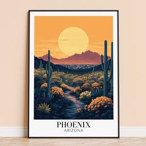 Phoenix Print – USA Wall Art Poster, Arizona Desert Travel Print, Home Decor, Wedding & Housewarming Gift, Framed or Unframed, Personalised