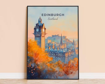 Edinburgh Schottland Aquarell Druck - Reiseposter, Stadtwandkunst