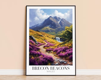 Brecon Beacons Print – Wales Travel Poster, Home Decor