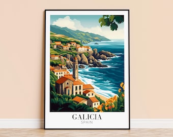 Pôster com estampa da costa da Galiza – Viagem à Espanha, decoração para casa