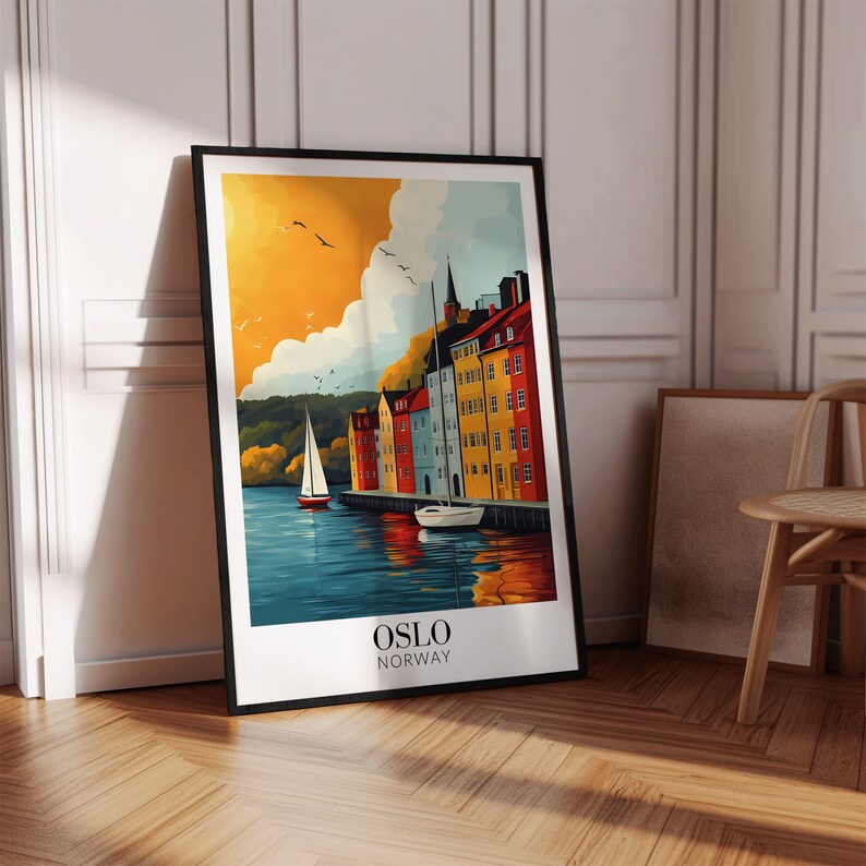 Stampa artistica di Oslo, Norvegia – Poster di viaggio scandinavo, regalo personalizzato immagine 7